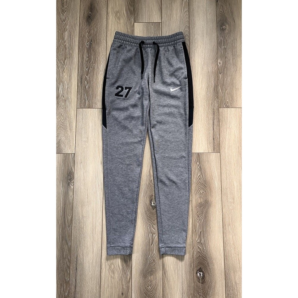 Nike Dri-Fit Gray Athletic Jogger Sweatpants Mens Sz XS #27 Embroidered